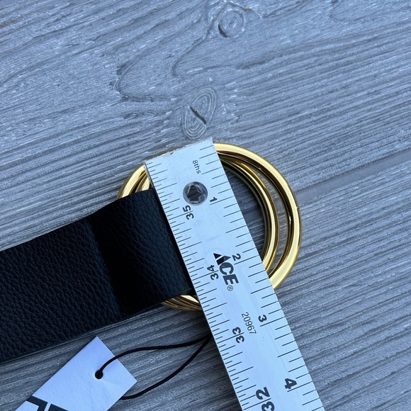 B-Low The Belt Tumble Vegan Leather Black Adjustable Belt w/ Gold Rings Size S/M - Picture 7 of 7